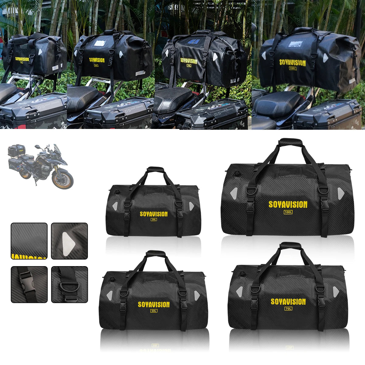 SOYAVISION Y-MC0171 &ndash; Waterproof Motorcycle Rear Seat Bag