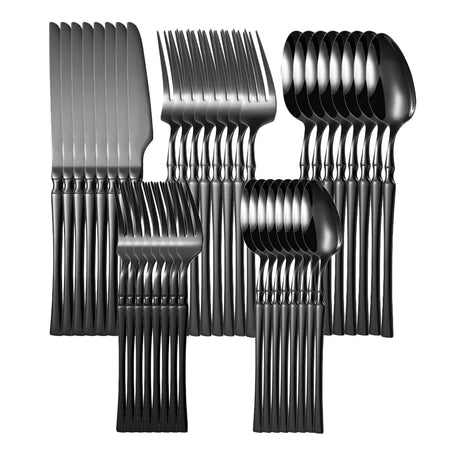 KNGZIC Dinnerware Set &ndash; Eco-Friendly Stainless Steel Flatware Black / 30pcs