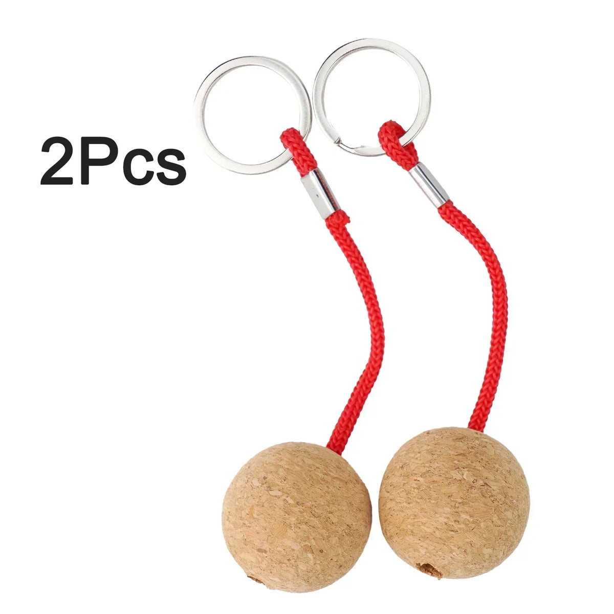 Ultraweight Floating Cork Ball Key Ring - 2pcs Kayak Keychain Red / CN (Origin)