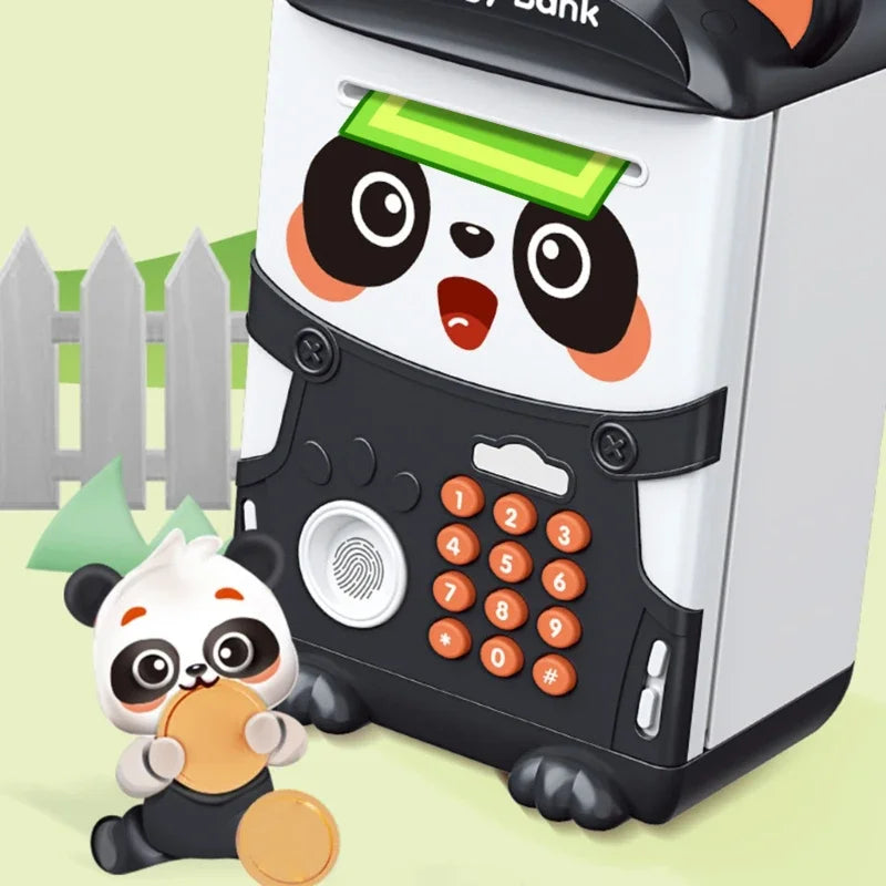 Piggy Bank Cartoon Panda - Password And Fingerprint Access