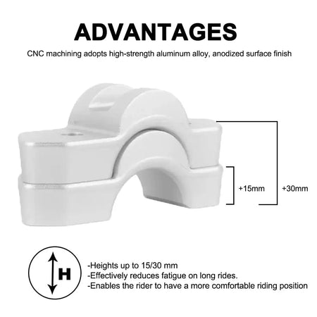 Motorcycle Handlebar Riser Heighten 15mm-30mm Handle Bar Mount Clamp Adapter For BMW R1300GS 2024 R 1300 GS Handlebar Riser Kits by InterCyprus Trading Ltd
