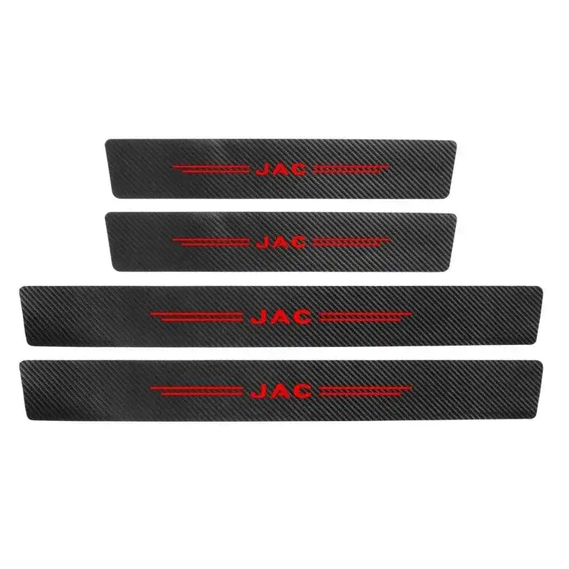 Carbon Fiber Car Door Sill Protector For JAC Refine J 4PCS Black Red