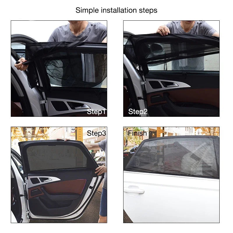 NoEnName_Null 2PCS Mesh Car Sun Shade - UV Protection for Sedan/SUV