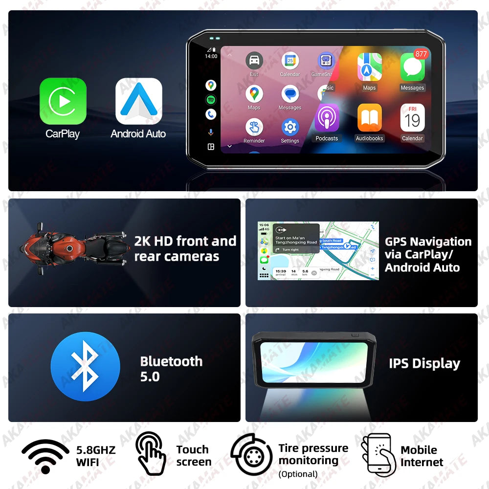 Motorcycle Recorder CarPlay Android Auto 6.25Inch &ndash; Remote