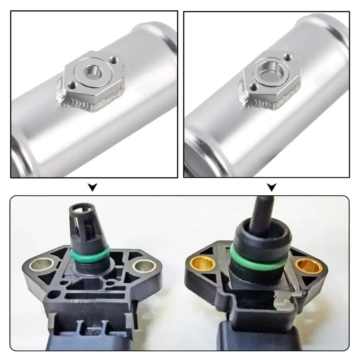 PIKBUK 2.5' 63mm Aluminum Flange Pipe with Adapter Fits For Jetta Golf Beetle A4 MK4 1.8T Map Sensor Flange by InterCyprus Trading Ltd