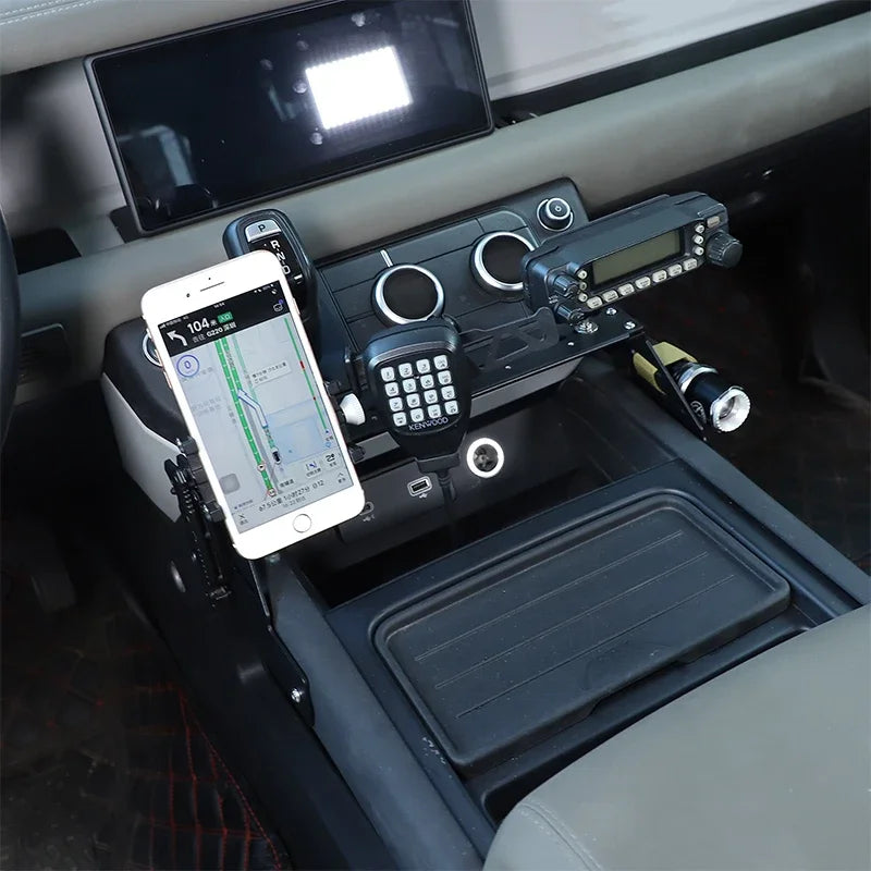 Supporto per telefono in alluminio per console centrale Land Rover Defender