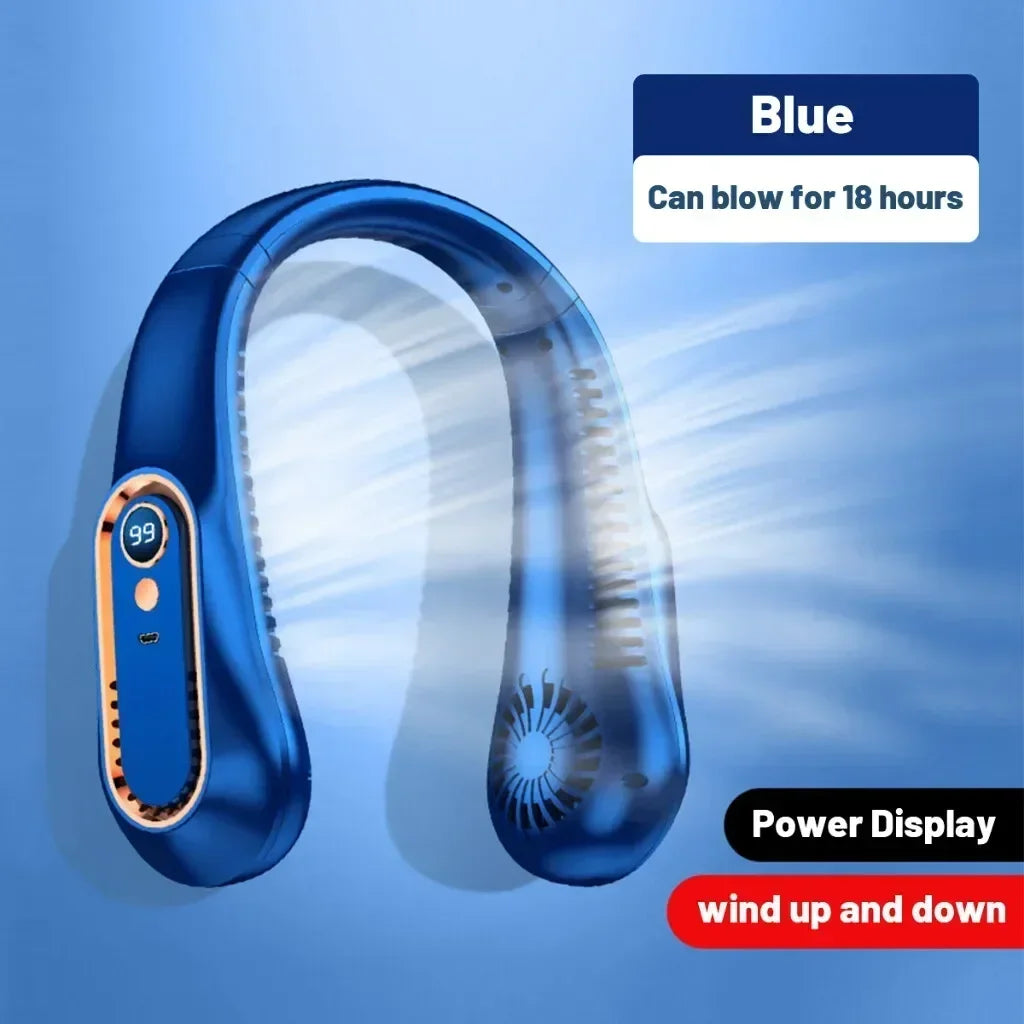 Neck Bladeless Fan Mini &ndash; Ultra Quiet Portable USB Fan Blue