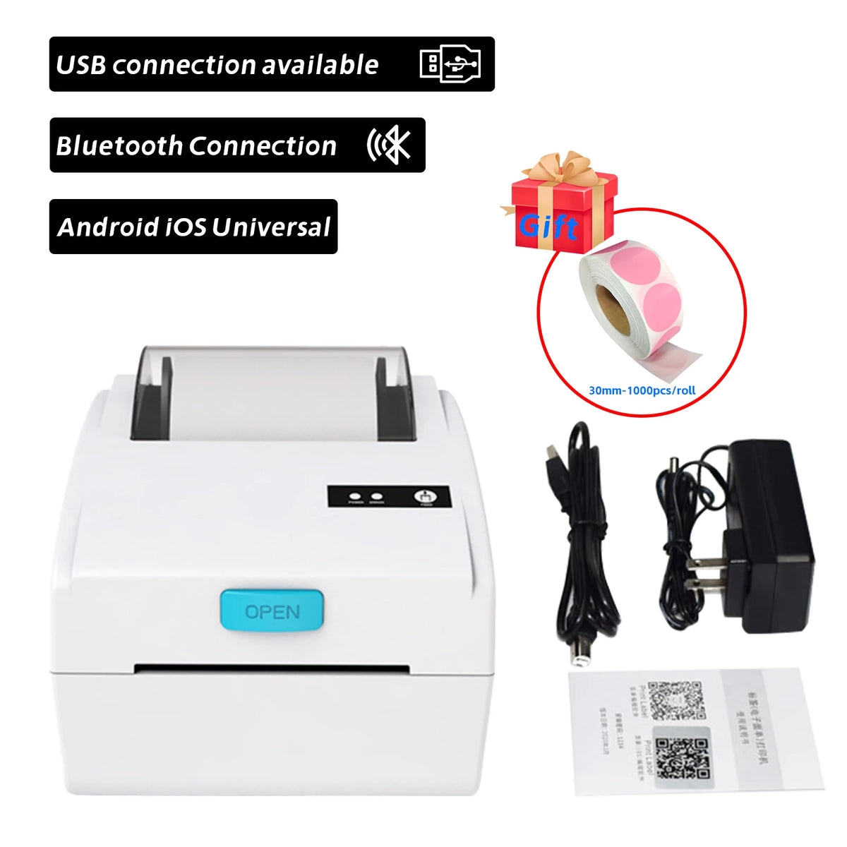 HZTZ 80mm Thermal Label Printer &ndash; USB Bluetooth Printing H-Z851 USB Bluetooth / EU Plug
