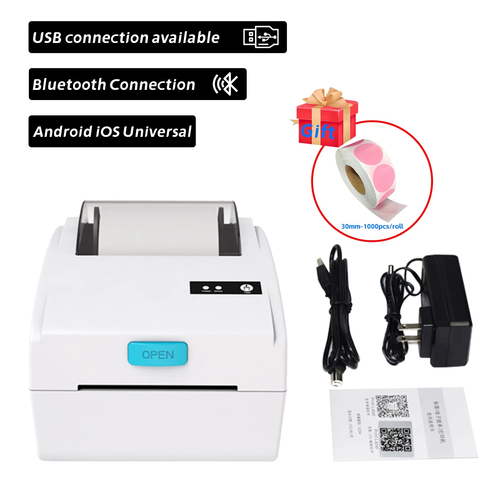 HZTZ 80mm Thermal Label Printer &ndash; USB Bluetooth Printing H-Z851 USB Bluetooth / EU Plug