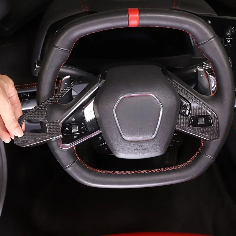 C8 Stingray için Karbon Fiber Direksiyon Düğme Kapağı