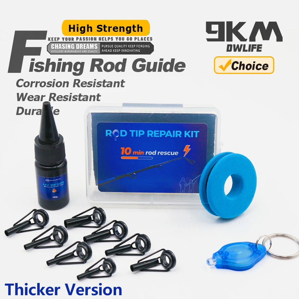 9KM Heavy Duty Fishing Rod Tips Repair Kit - 8Pcs with Ceramic Ring Default Title