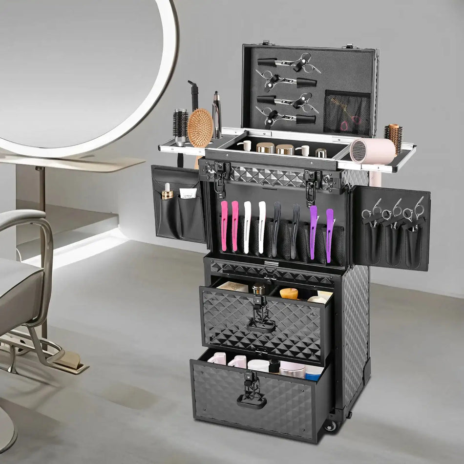 4-Tier Rolling Makeup Trolley &ndash; Lockable, 33 Lb Capacity