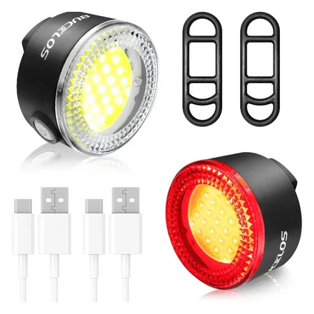 BUCKLOS Front And Rear Bike Light - USB Rechargeable COB-Front-Rear Light