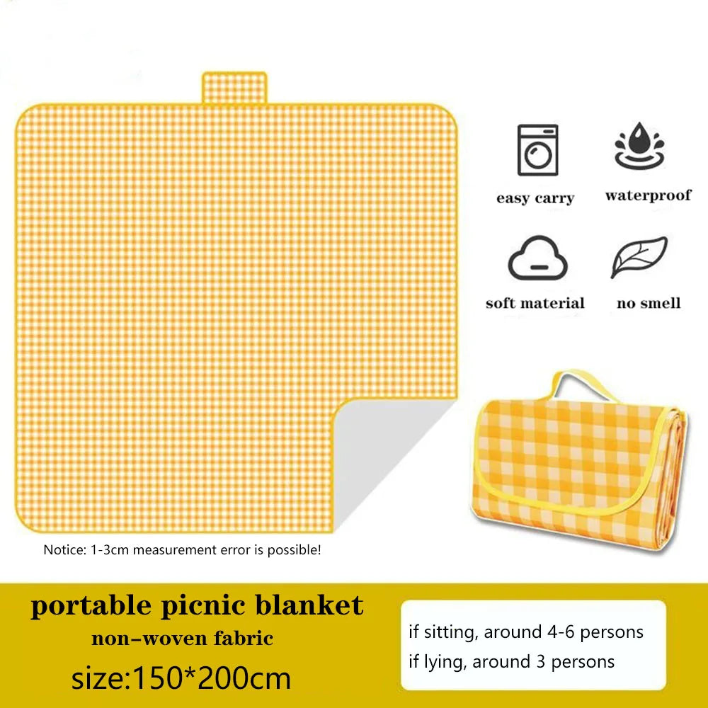 Foldable Picnic Mat &ndash; Moisture-Proof and Waterproof Design yellow-150x200cm