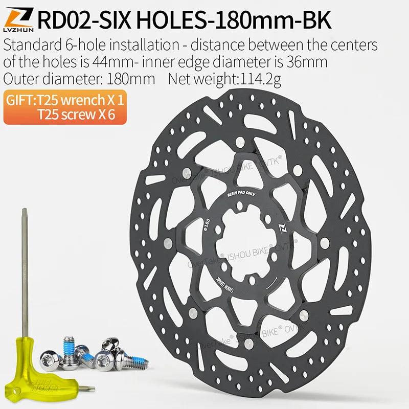 LVZHUN Carbon-Ceramic Brake Discs &ndash; Ultra-light For Shimano RD02-6B-180-BK