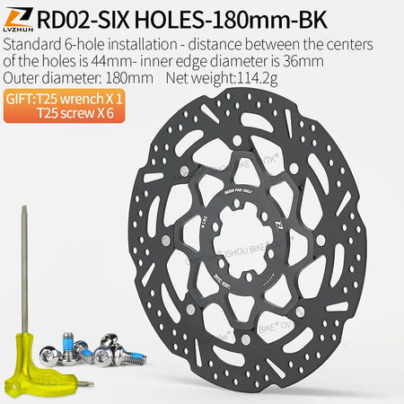 LVZHUN Carbon-Ceramic Brake Discs &ndash; Ultra-light For Shimano RD02-6B-180-BK