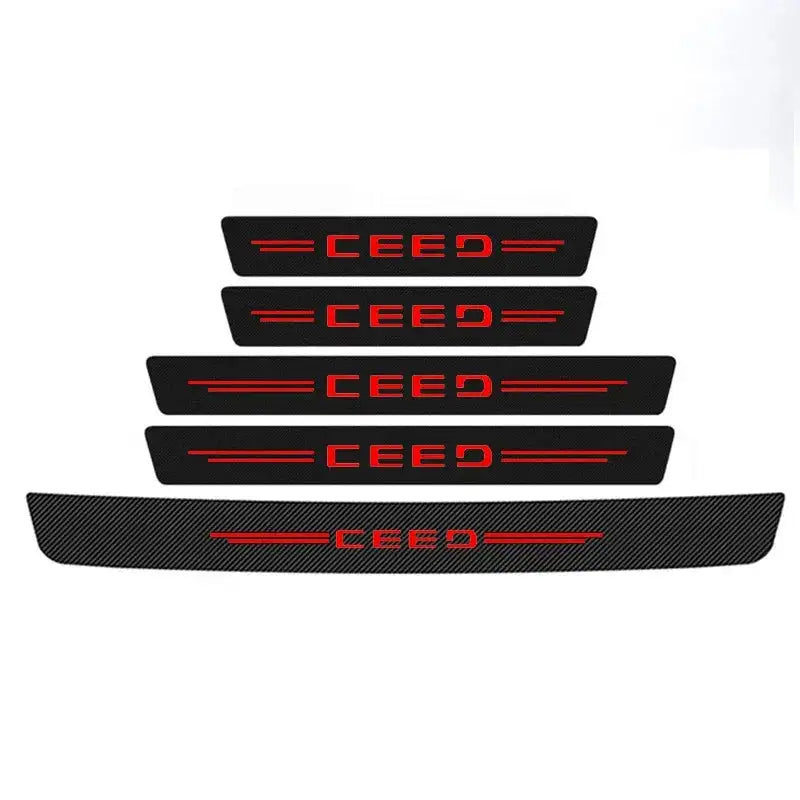 Carbon Fiber Door Sill Protector For Kia Ceed Threshold 5Pcs