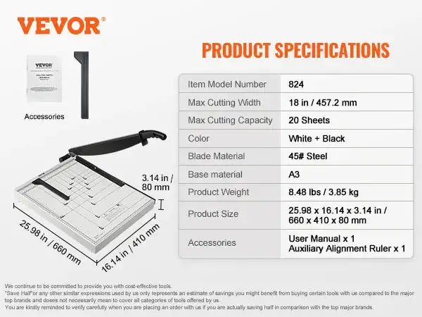 Heavy Duty Paper Cutter Guillotine 15 to 18 Inches 18 inch 20 Sheets / CZECH REPUBLIC
