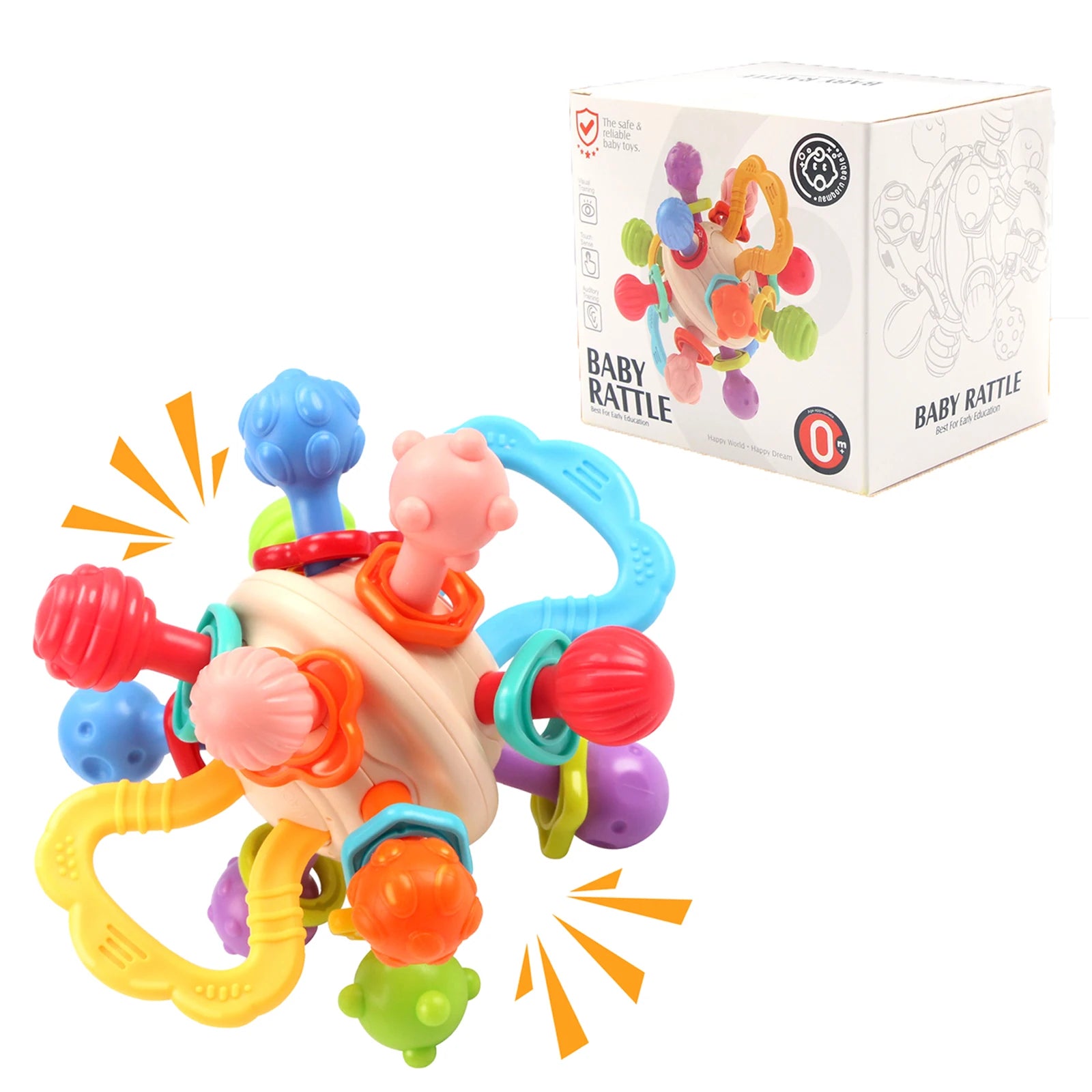 Baby Rattle Toy Hand Grab Ball &ndash; Soft Silicone for Infants 1pcs with box