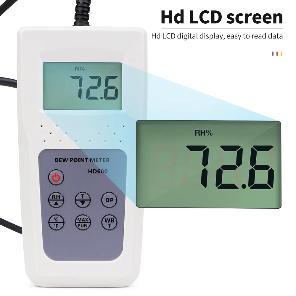 HD600 Handheld Dew Point Meter &ndash; Backlight Display