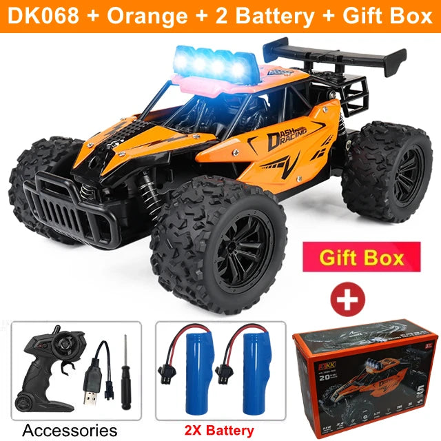 Remote Control Car RC Drift 1:16 Off Road Alloy &ndash; LED Light DK068 Orange 2B Box