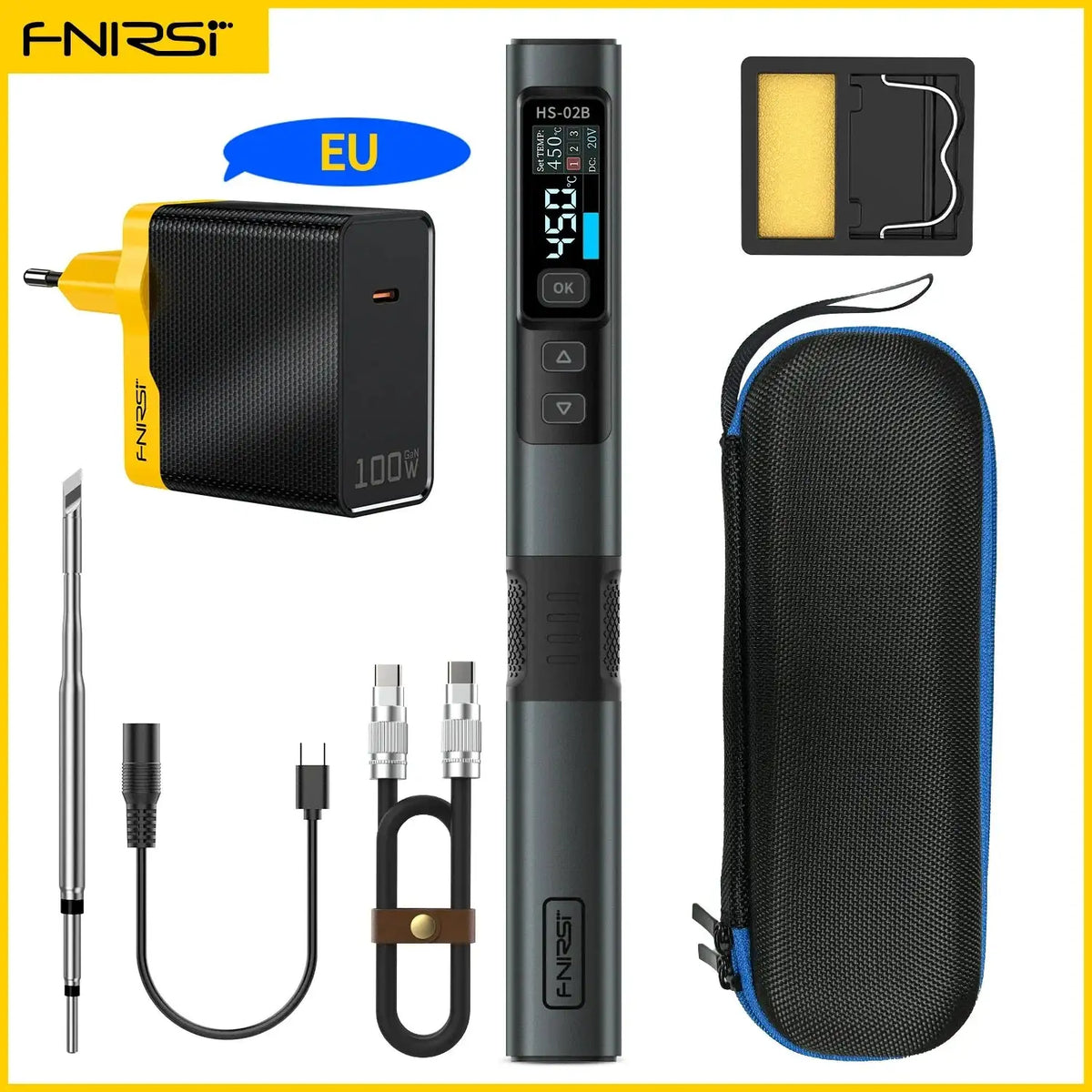 HS-02 24V DC Soldering Iron 100W Adjustable 100 to 450C HS-02B-K-100W-EU