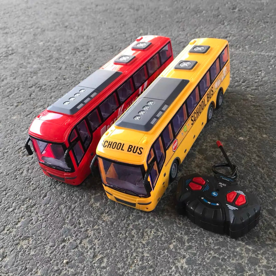 🟠 1/30 Rc Bus Electric Remote Control Car with Light Tour Bus School City Model 27Mhz Radio Controlled Machine Toys for Boys Kids