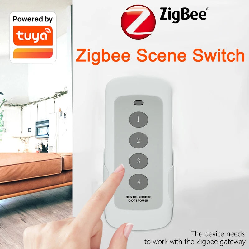 Tuya ZigBee 4-Gang Scene Switch - Remote Control Ready Default Title