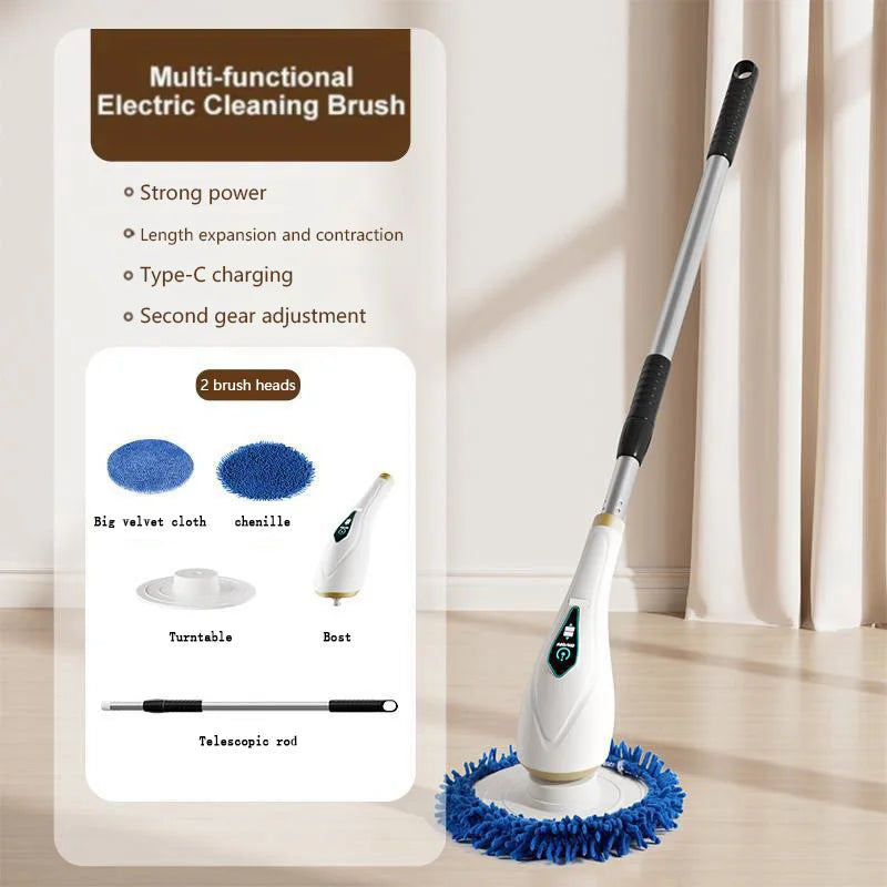 New 8-in-1 Electric Cleaning Brush - Wireless Telescopic 2 brush heads