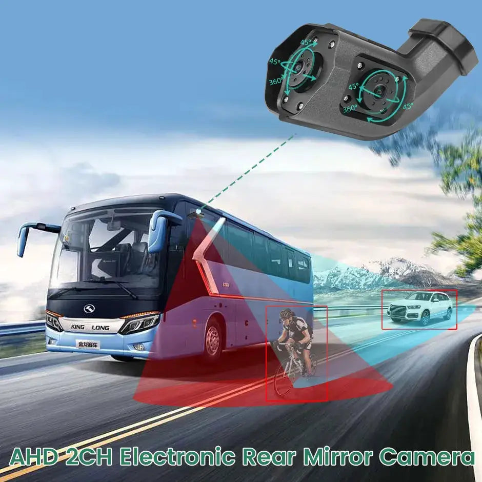 GreenYi New Smart Blind Spot Radar BSD Alarm System Left/Right Long Arm Electronic Mirror Side Camera Dual Lens For Truck Bus by InterCyprus Trading Ltd