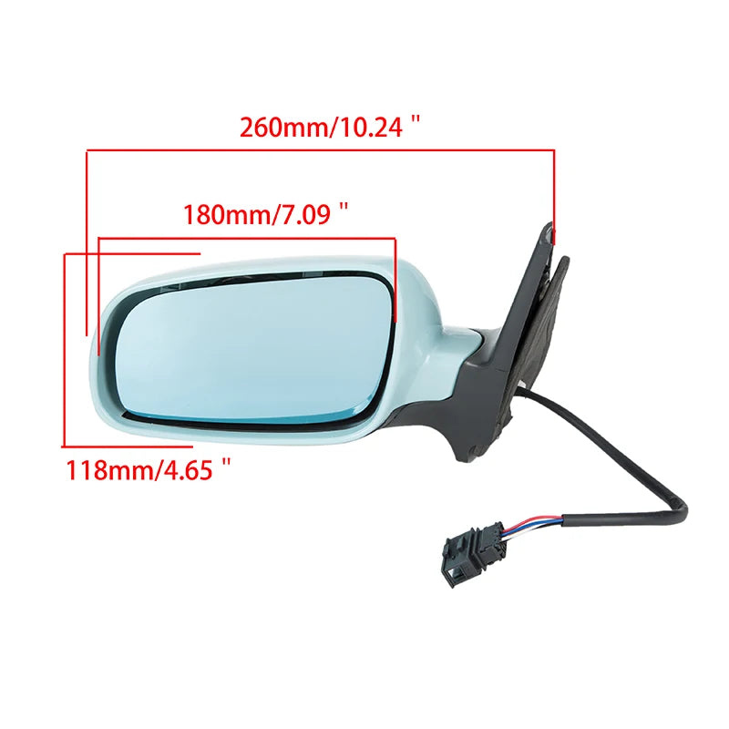 Lämmitettävä taustapeili Volkswagen Golf MK4 ja Bora sinisellä linssillä, vasen puoli (LHD)