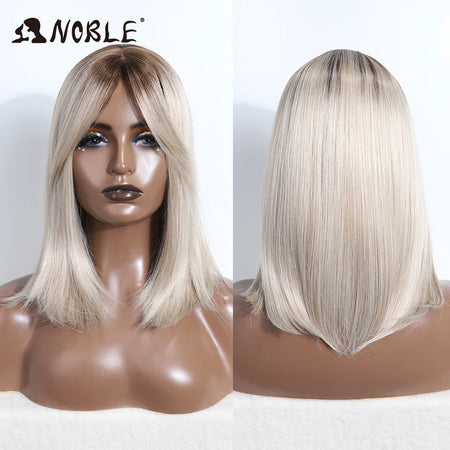 Noble Bob Wig - Silky Straight 16 Inch Synthetic Wig with Bangs for Cosplay and Daily Wear NT10-APRIC / CHINA / 16inches