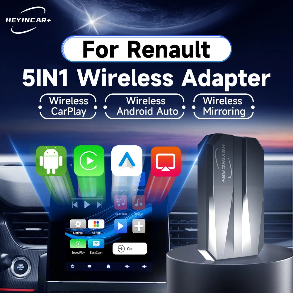 2025 HEYINCAR 5IN1 AI Box &ndash; Wireless Android Auto CarPlay Adapter