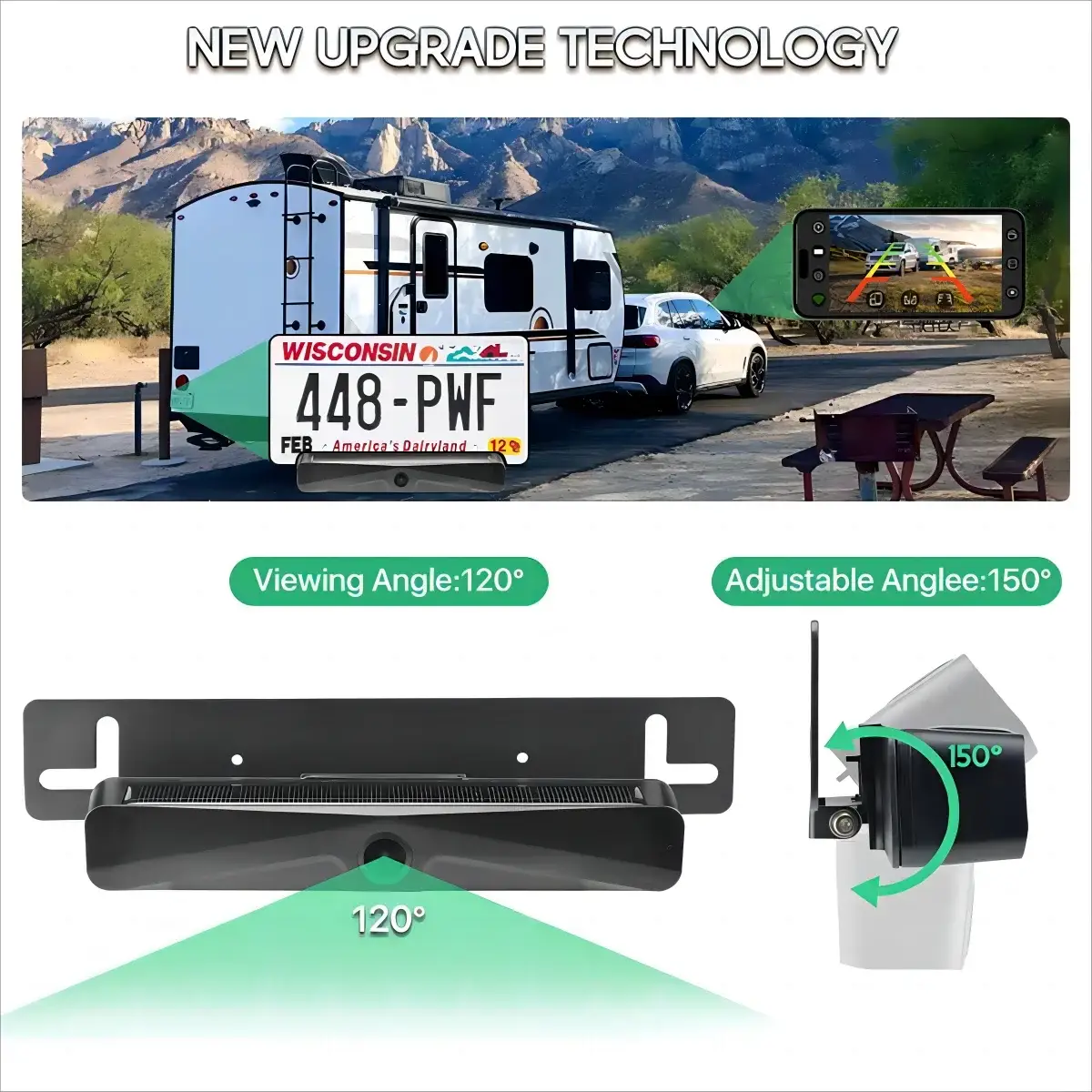 Wireless Solar Dash Cam With 1080p Hd Front Rear License Camera by InterCyprus Trading Ltd