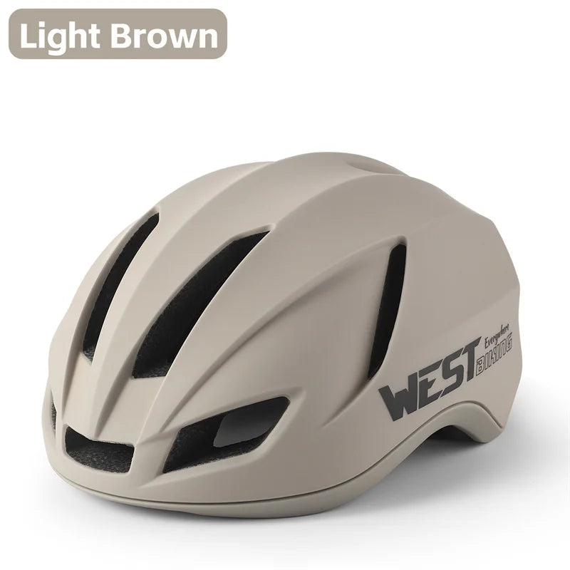 WEST BIKING Ultralight Adjustable Cycling Helmet with Taillight Tawny