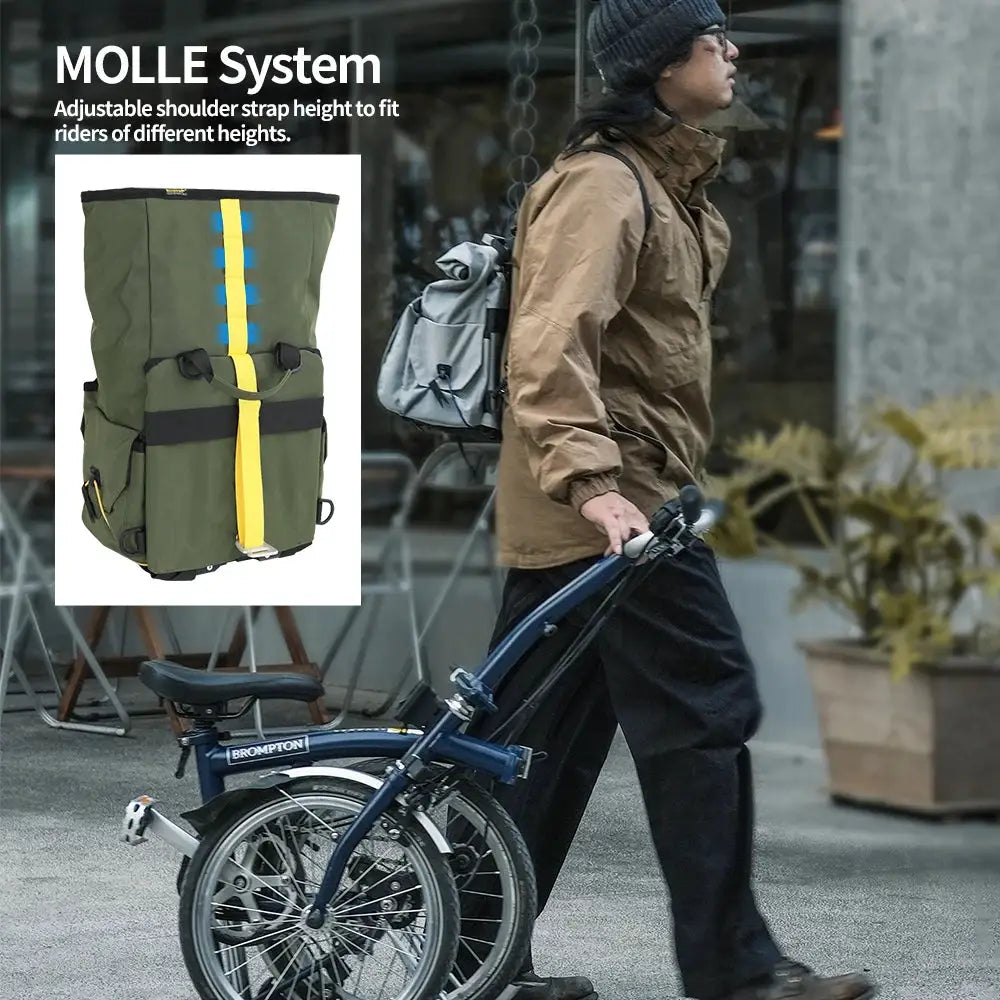 Rhinowalk Bike Handlebar Bag 17L For Brompton Dahon Folding Bike Cycling Backpack Front Quick Release Urban Basket No Adapter by InterCyprus Trading Ltd