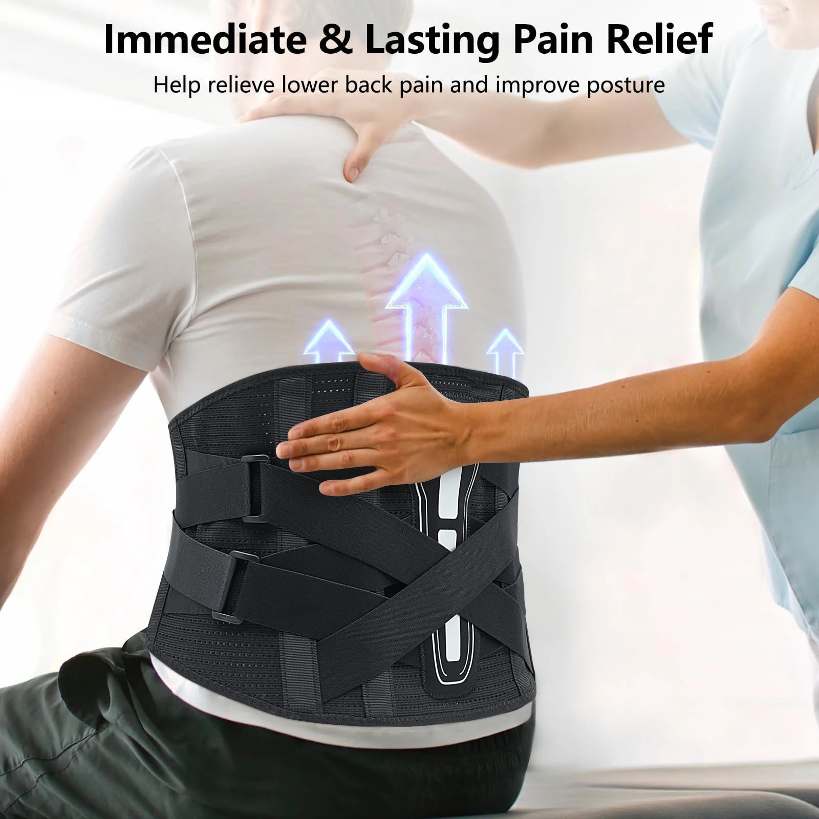 Back Brace for Lower Back Pain, 7 Stays Ergonomic Lumbar Support Belt for Women Men, Pain Relief from Sciatica, Herniated Disc