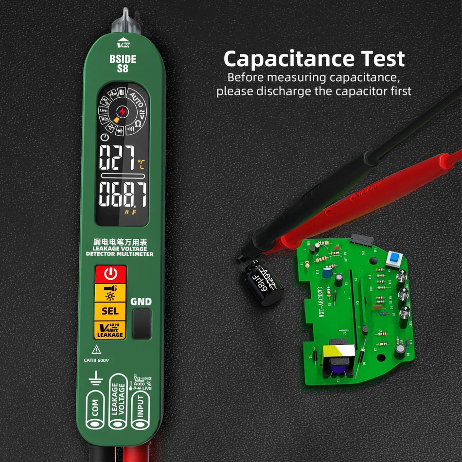 BSIDE S8 Läcksäkerhetstestare Digital Multimeter 620V NCV