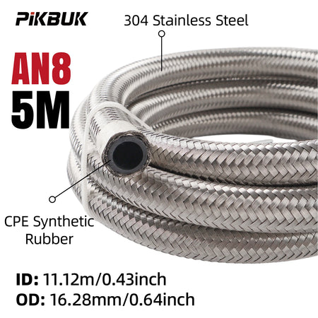 Stainless Steel Braided Fuel Hose With CPE Rubber Core AN4 AN6 AN8 by InterCyprus Trading Ltd