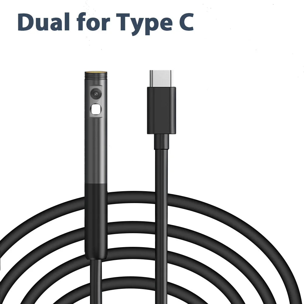 2MP Single Dual Lens Endoscope Camera W300 - 3-In-1 USB C Dual for Type C / 1m