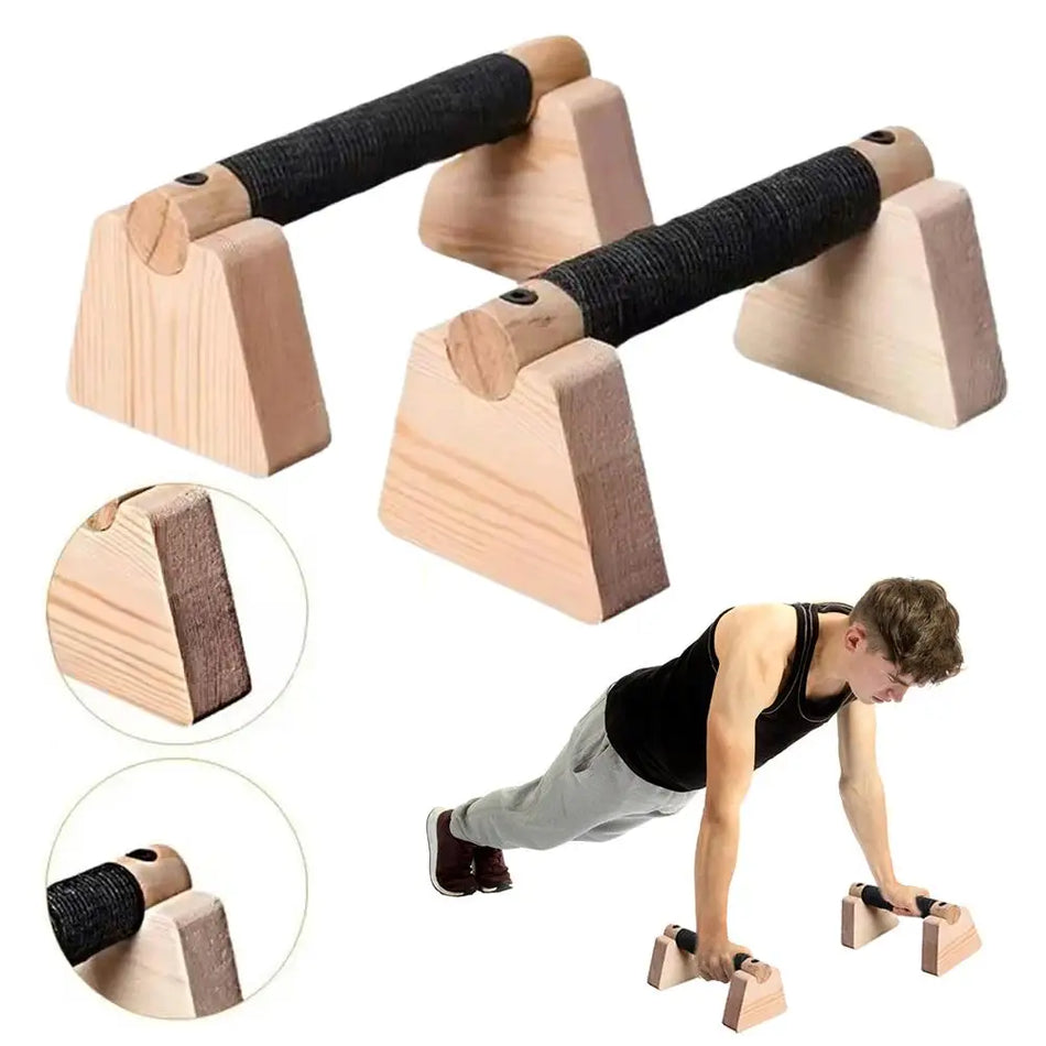 Дървени Push Up Bar Parallettes за домашни тренировки, Solid Wood, Durable