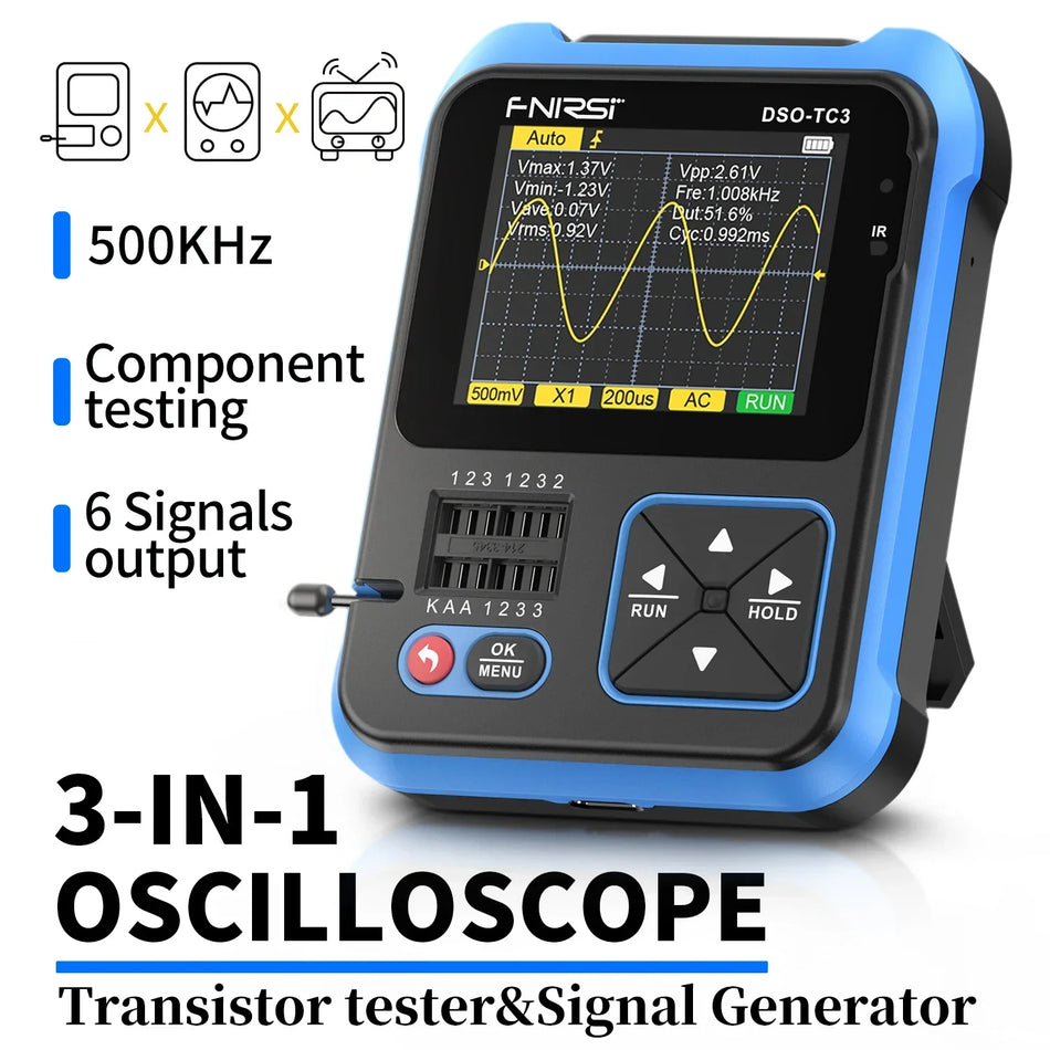 FNIRSI DSO TC3 Handheld Oscilloscoop Transistor Tester 3in1