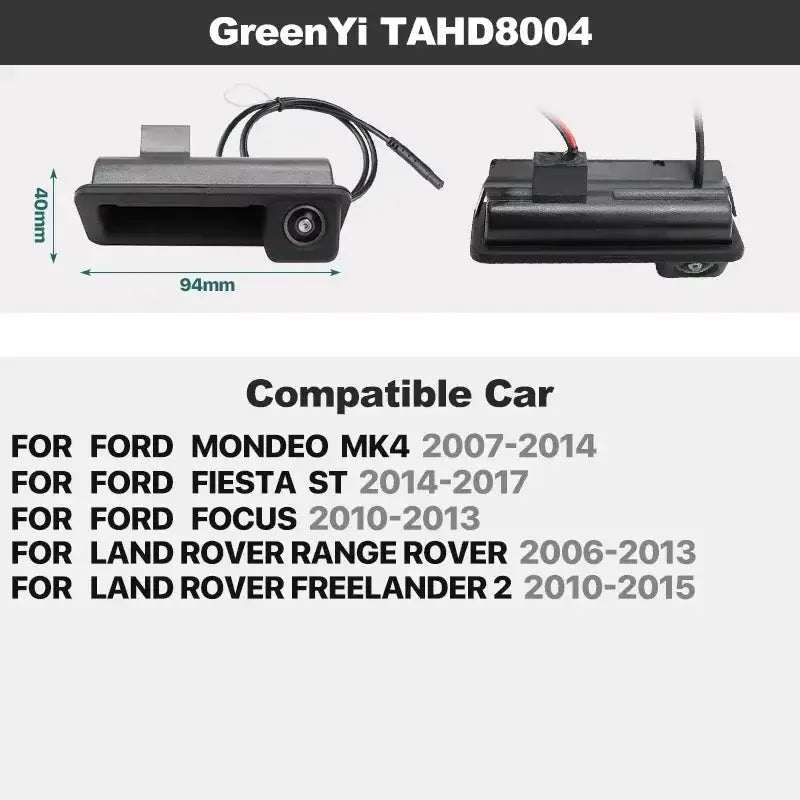 Dynamic Trajectory AHD Trunk Handle Camera For Ford Focus MK2 MK3 Mondeo Ranger Explorer C-Max Kuga Fiesta Fusion Backup Cam by InterCyprus Trading Ltd