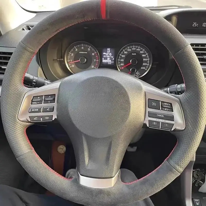 Hand-Stitched Suede Leather Steering Wheel Cover for Subaru Forester & Legacy by InterCyprus Trading Ltd