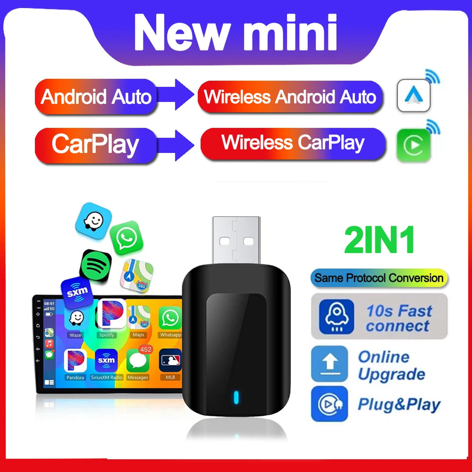 2Σε1 Ασύρματο CarPlay Android Auto Dongle με 5G WiFi για Volvo, VW