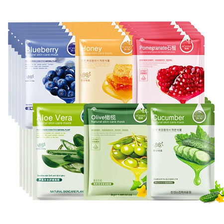 30pcs Natural Plant Facial Masks - Moisturizing, Oil Control &amp; Anti-Aging Each Type 5p
