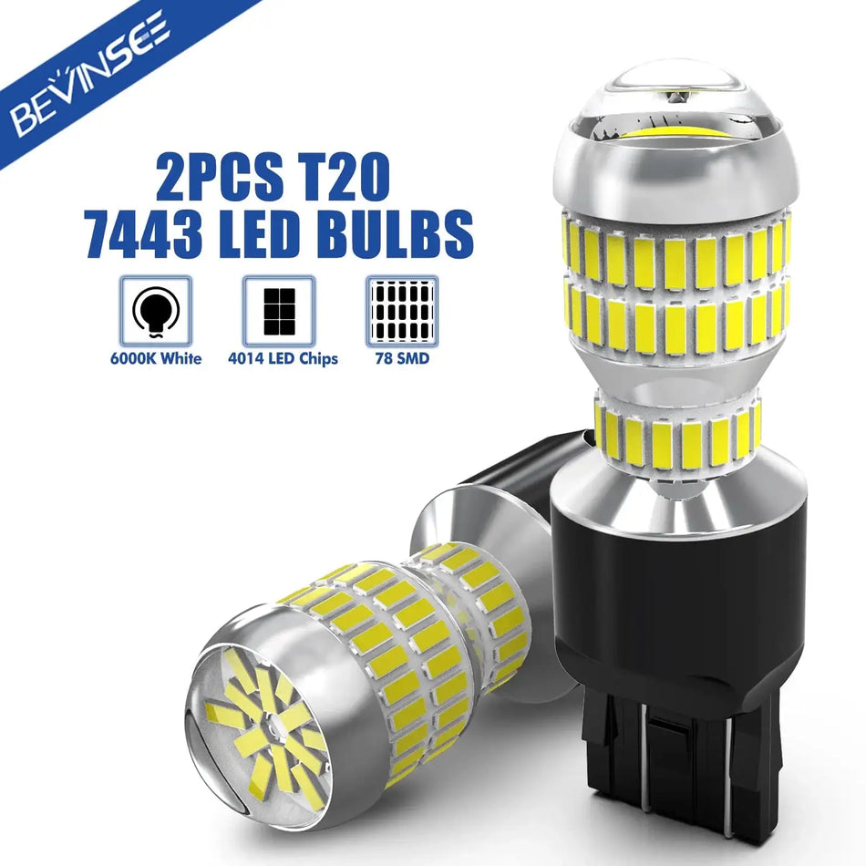 Bevinsee 7443 T20 W21W 7440 LED Lampen Canbus 12V 6000K