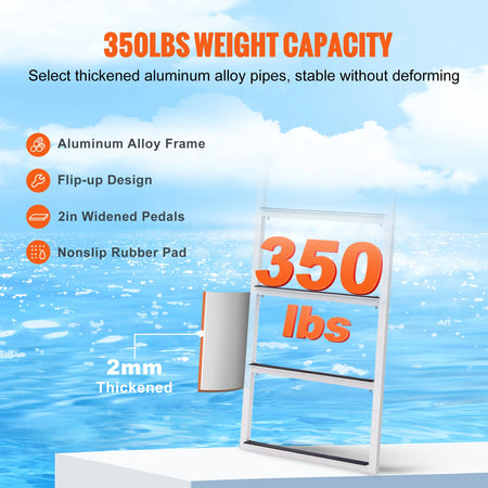 SucceBuy 3/4/5 Steps Flip Up Dock Ladders - Sturdy Boarding