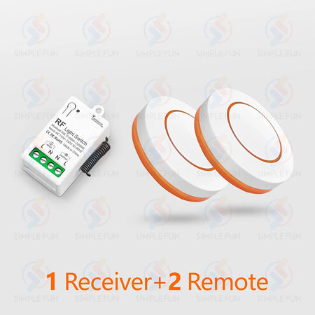 433Mhz Wireless Smart Light Switch - Mini RF Relay Receiver for Remote Control 1 Receiver 2 Remote
