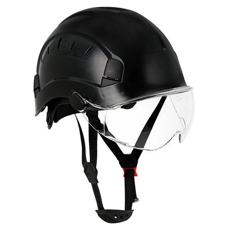 SF06 Construction Safety Helmet With Goggles - CE Certified Black clear lens